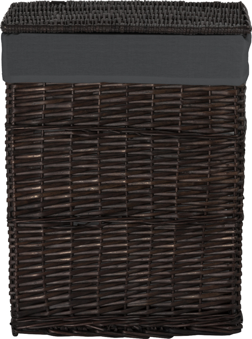 Wäschekorb aus Korbweide Koszoplotka schwarz Wenge mit Futter 47x35x66h